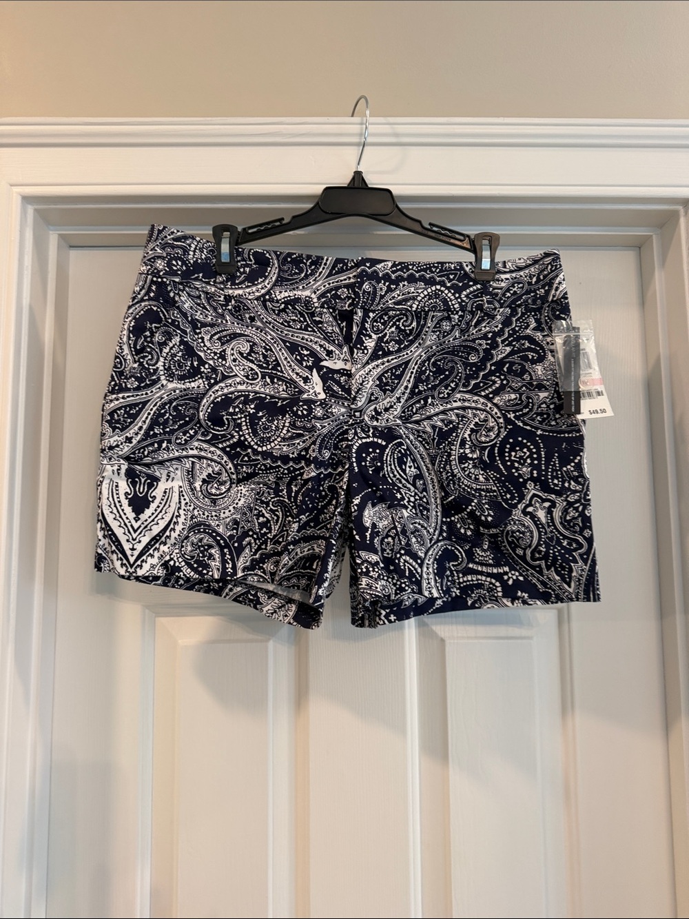 Navy Paisley Women’s Shorts - Classic Printed Summer Short